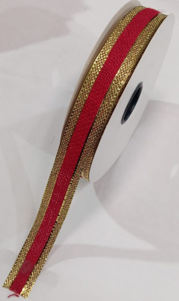 Rojo laminado dorado puntos Cinta Yute Color Ultrasonido Laminado Puntos