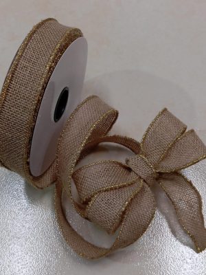 Dorado 1 Cinta Yute Natural Borde Dorado