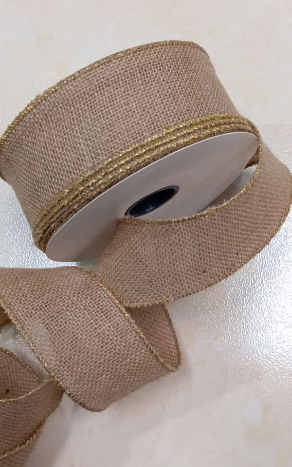 Dorado 2 Cinta Yute Natural Borde Dorado