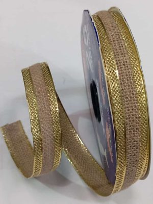 Natural laminado dorado puntos Cinta Yute Natural Borde Ultrasonido Laminado