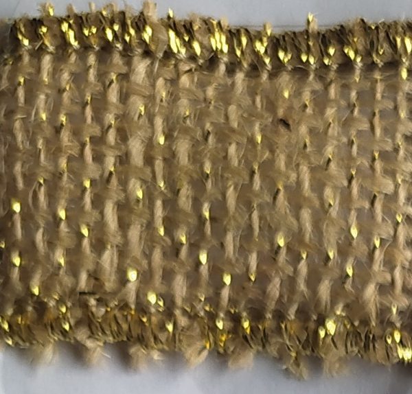 Y-N-HL-B07-HA Cinta Yute Natural con incrustaciones en Hilo Lurex