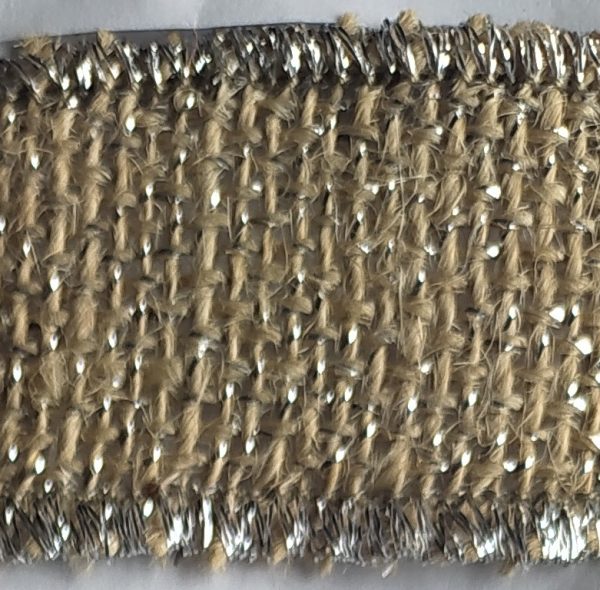 Y-N-HL-B39-HA Cinta Yute Natural con incrustaciones en Hilo Lurex