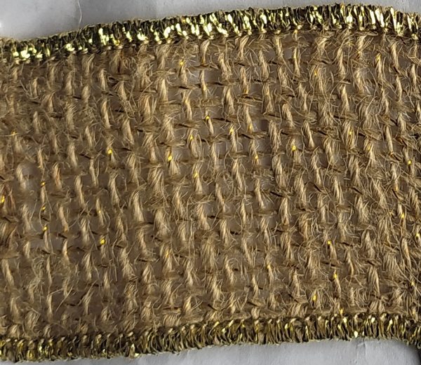 Y-NR-HL07-B07-HA Cinta Yute Ralo Natural con incrustaciones en Hilo Lurex