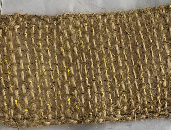 Y-NR-HL07-BSA Cinta Yute Ralo Natural con incrustaciones en Hilo Lurex